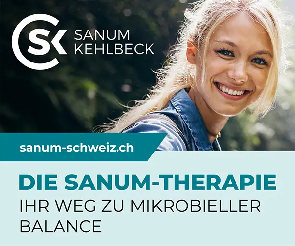 Werbebanner für mikrobielle Balance mit dem Bild einer lächelnden jungen Frau